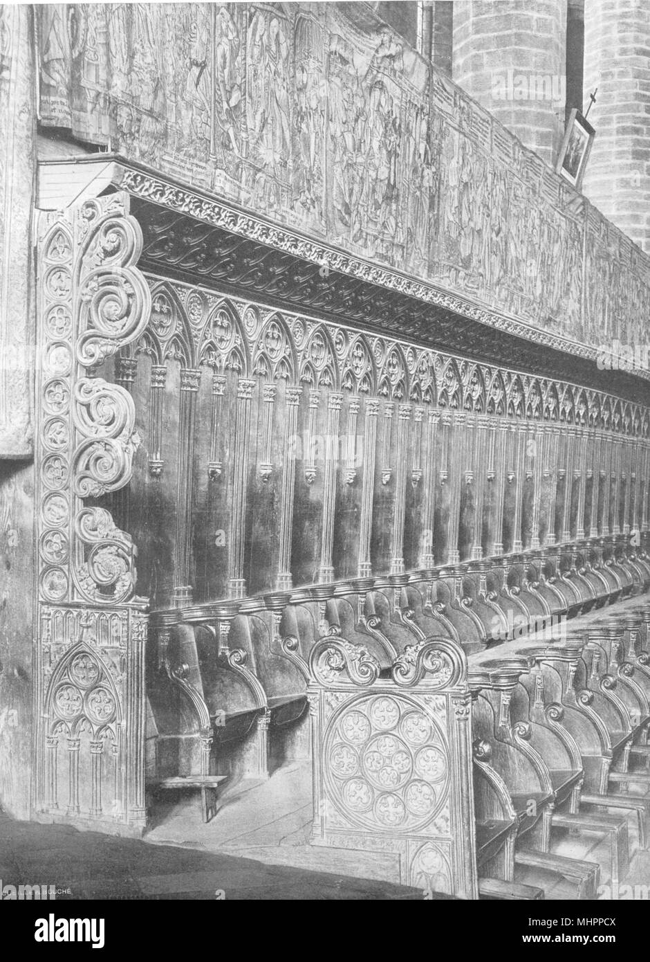 HAUTE-LOIRE. La Chaise- Dieu- Choeur et tapisseries 1903 old antique print Stock Photo