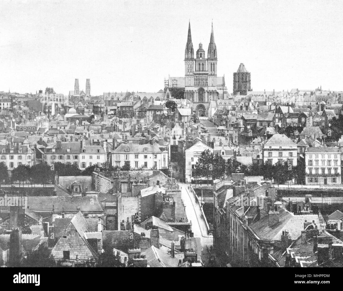MAINEETLOIRE. Vue générale d'Angers 1903 old antique vintage print