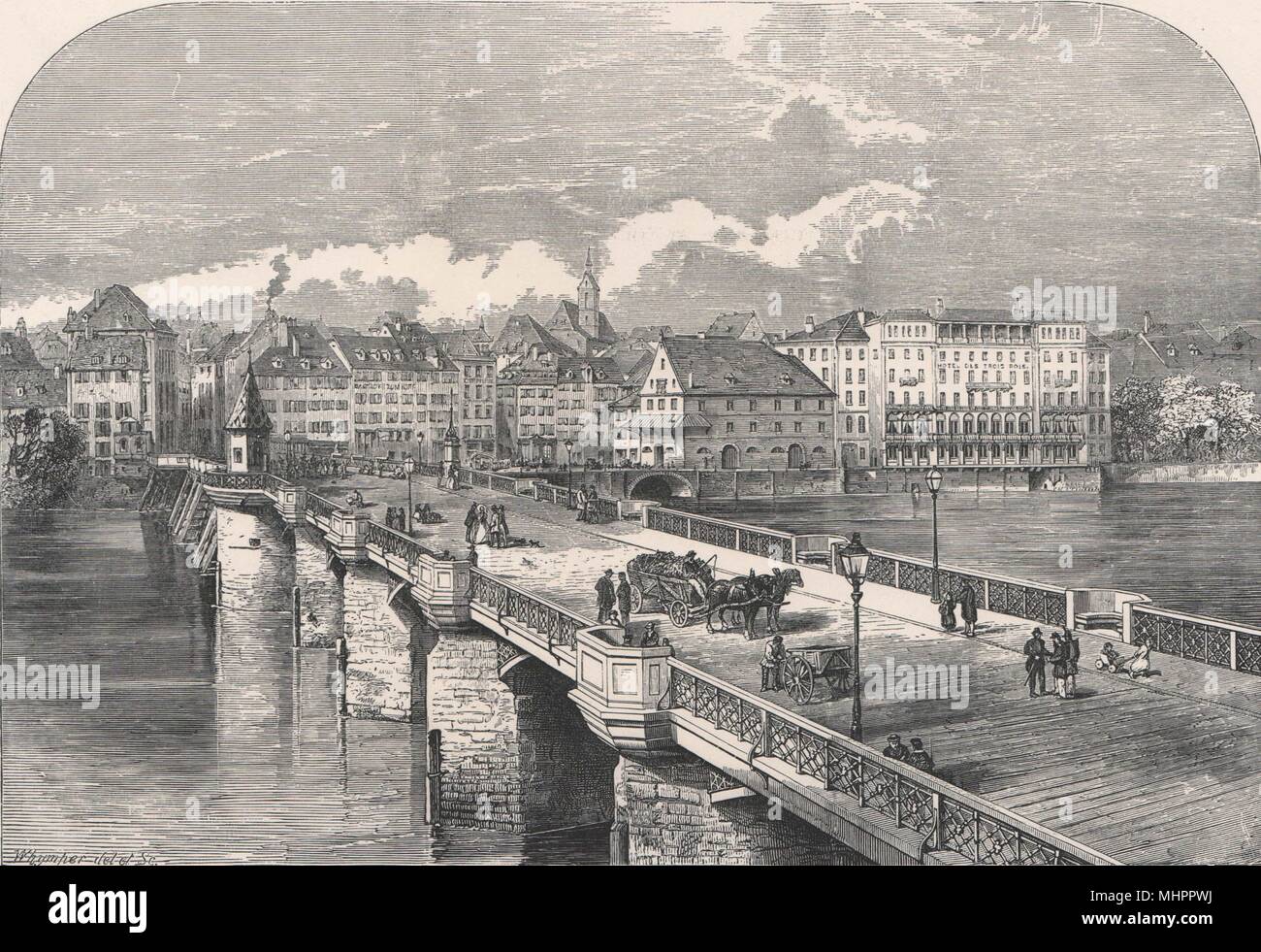 Basle Basel Bale, Switzerland 1891 old antique vintage print picture Stock  Photo - Alamy