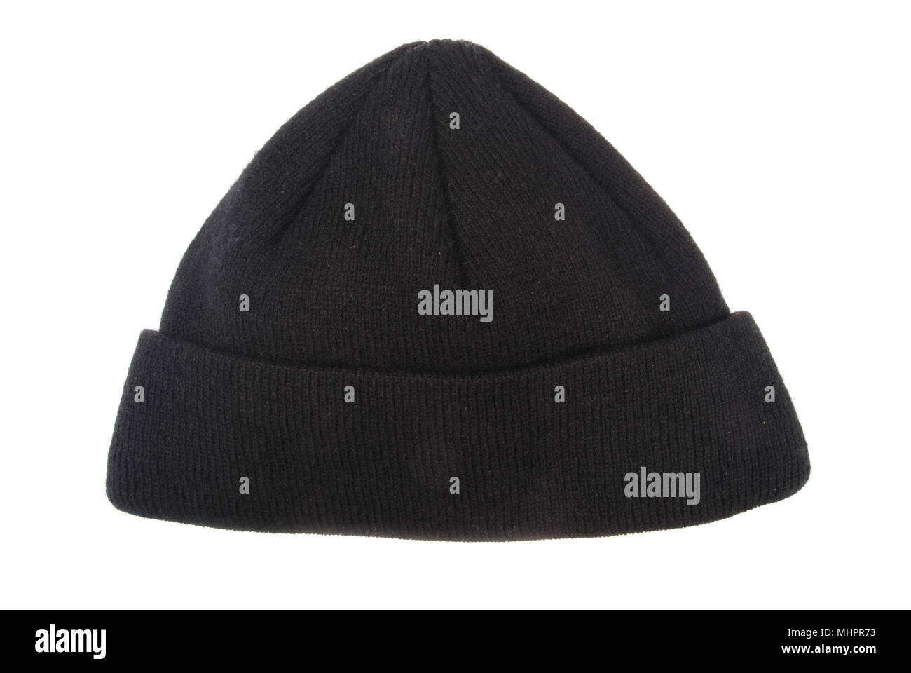 Black woolen hat isolated on white background Stock Photo - Alamy