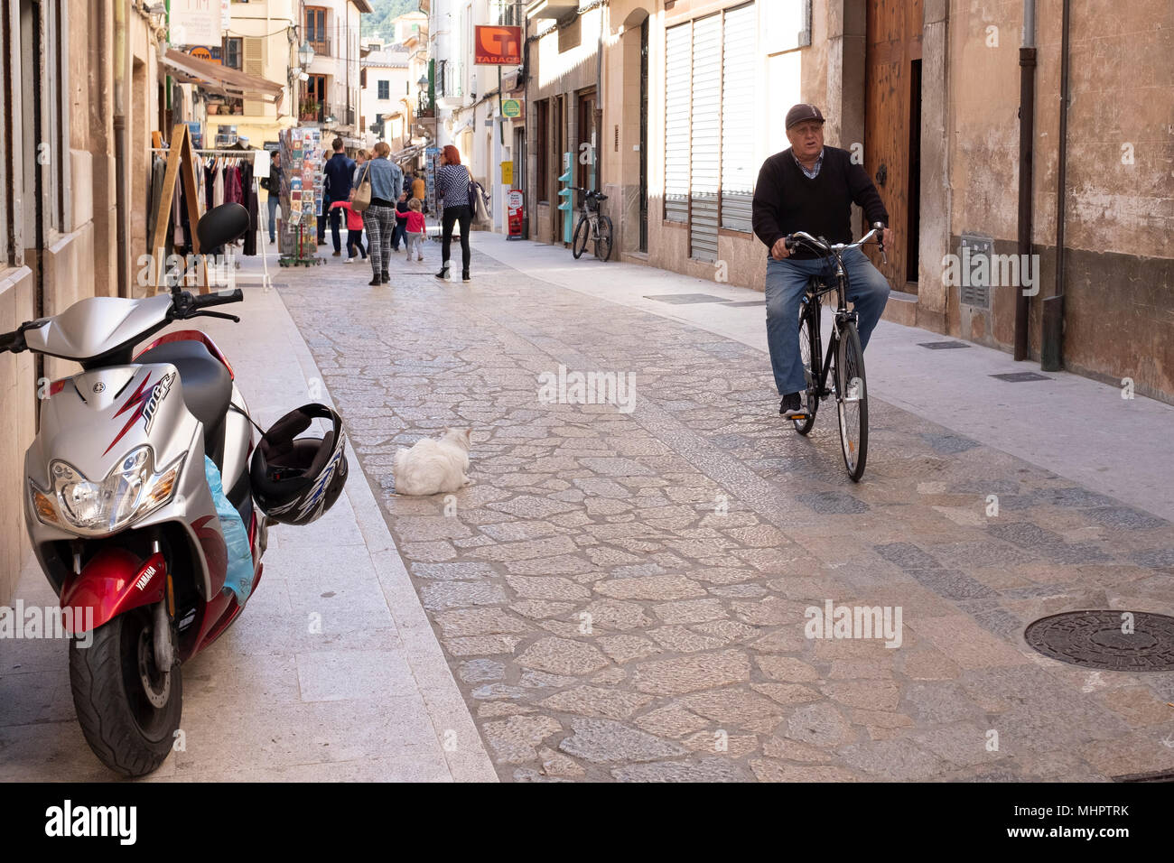 Street scene in Pollensa town, Mallorca, Spain. Stock Photo