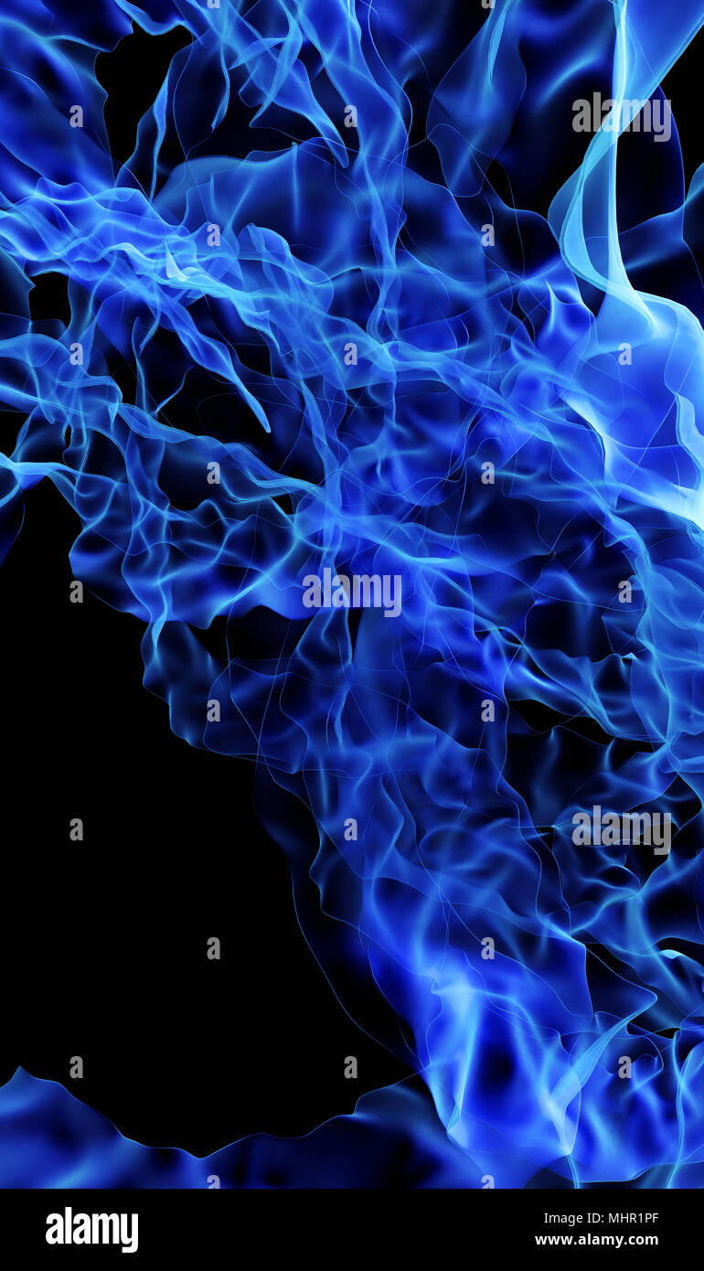 Blue 3d smoke effect over black horizontal background Stock Photo - Alamy