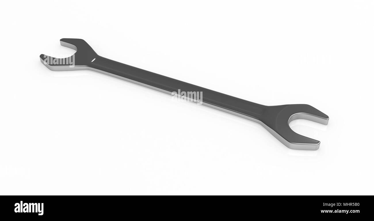 Metal spanner tool 3d, over white, isolated Stock Photo Alamy