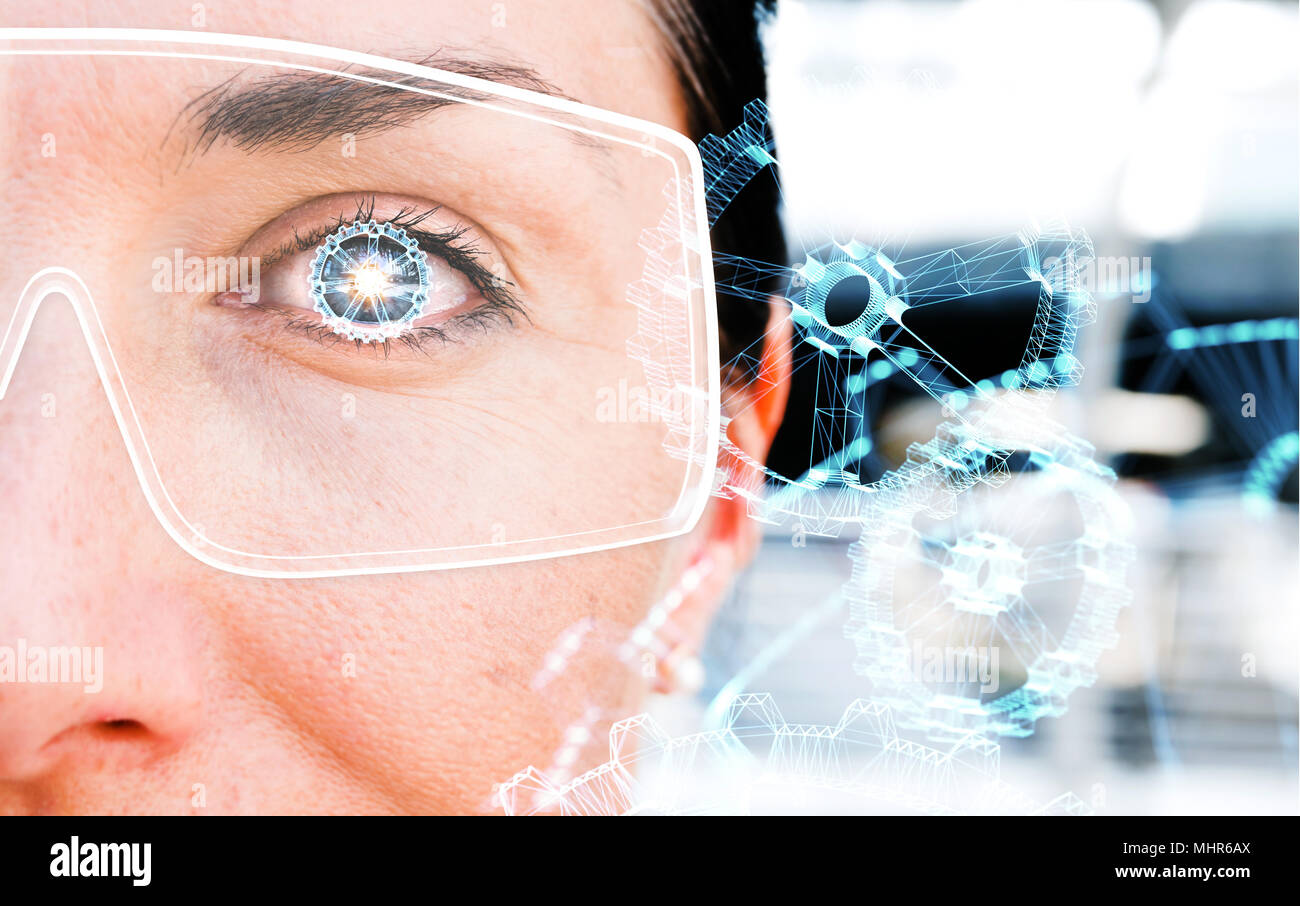 Augmented reality marketing and smart glasses technology concept ...