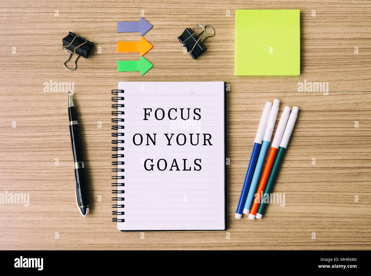 Inspirational quote- Focus on your goals. Retro style. Stock Photo