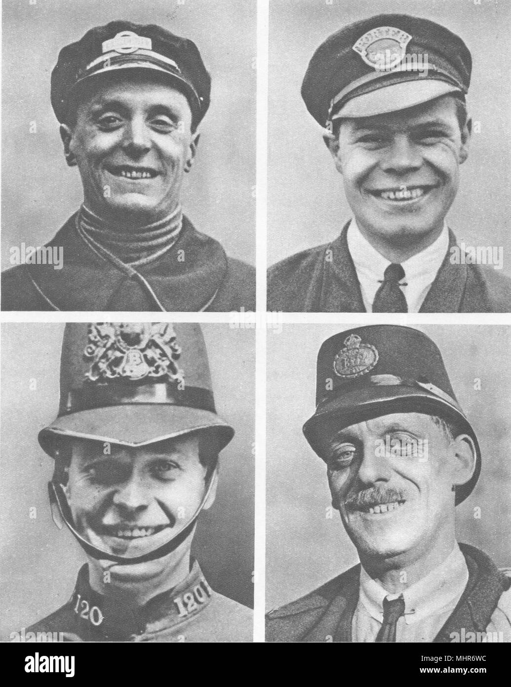 LONDON. The big Smile. Bus conductor Milkman Policeman Postman 1926 old print Stock Photo