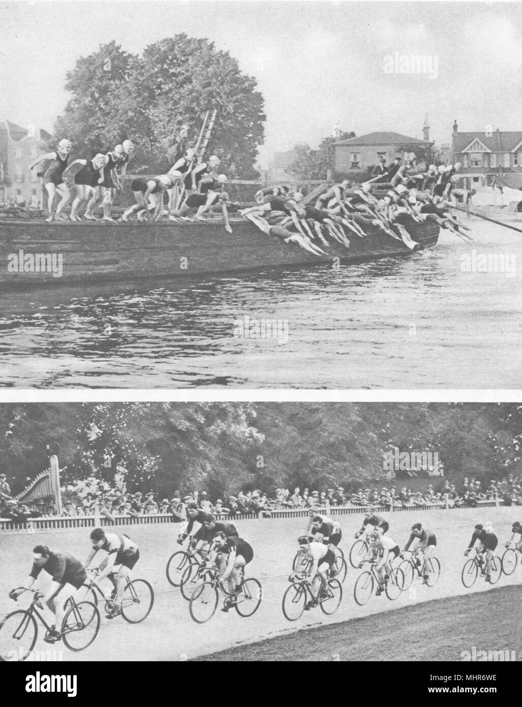 LONDON. Annual ladies swimming race & a cycling championship at Herne Hill 1926 Stock Photo