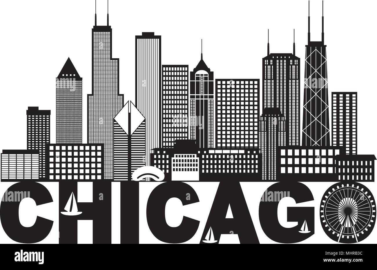 Chicago Skyline Silhouette Outline