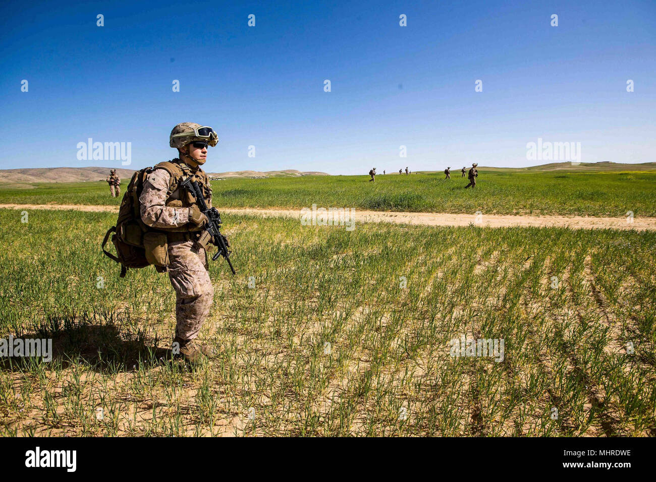 HAIFA, Israel (March 14, 2018) U.S. Marines assigned to the Tactical Recovery of Aircraft Personnel (TRAP) team, 26th Marine Expeditionary Unit (MEU), conduct a simulated search mission, in Haifa, Israel, March 14, 2018. Juniper Cobra is a computer assisted exercise conducted through computer simulations focused on improving combined missile defense capabilities and overall interoperability between the U.S. European Command and Israel Defense Force. (U.S. Marine Corps Stock Photo