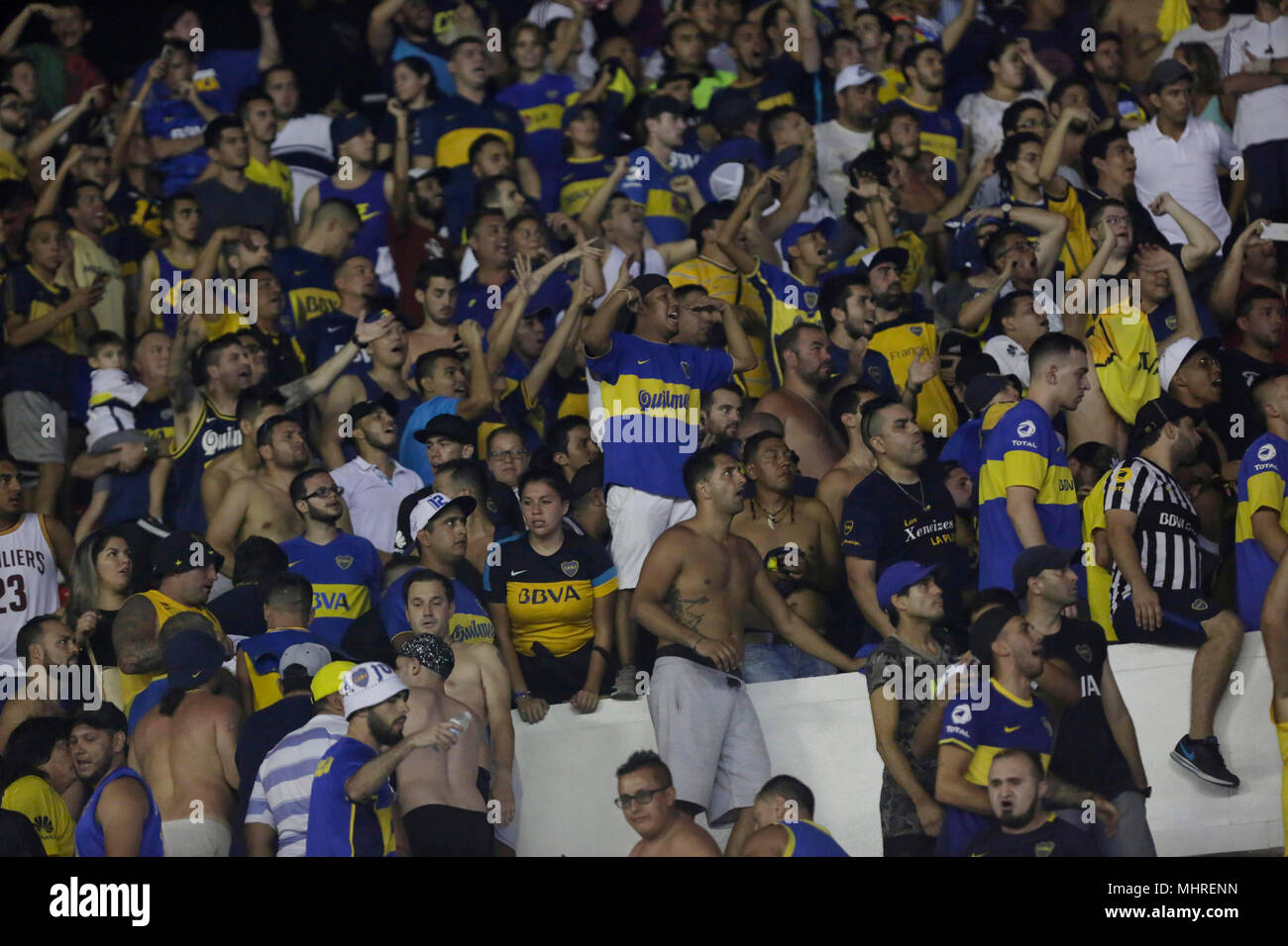Barranquilla Colombia 02nd May 2018 Boca Juniors Fans Confront Atletico Junior Fans After The Copa Libertadores Match Between Atletico Junior And Boca Juniors At The Metropolitano Stadium In Barranquilla Colombia 02 May