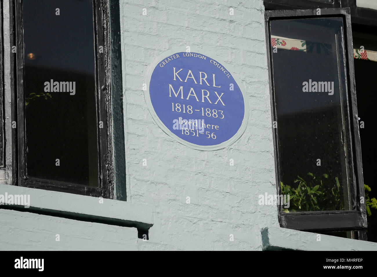 London, Britain. 2nd May, 2018. The 28 Dean Street, where Karl Marx and his family lived from 1851 to 1856, is seen in London, Britain, May 2, 2018. Credit: Tim Ireland/Xinhua/Alamy Live News Stock Photo