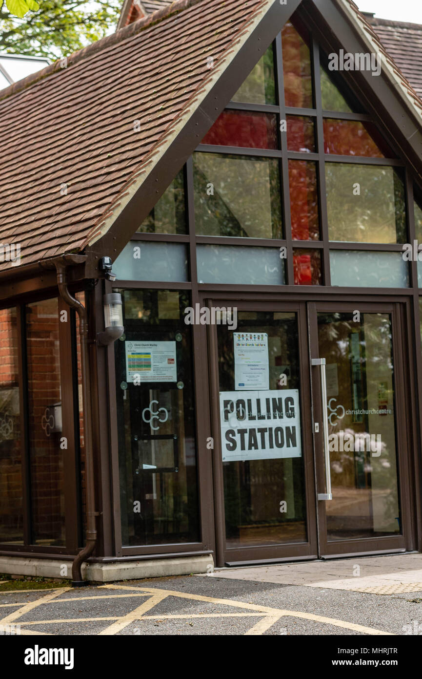Brentwood, Essex 3rd May 2018, A polling station at Christ Church Warley, Brentwood, Essex for the English local Elections Credit Ian Davidson/Alamy Live News Stock Photo