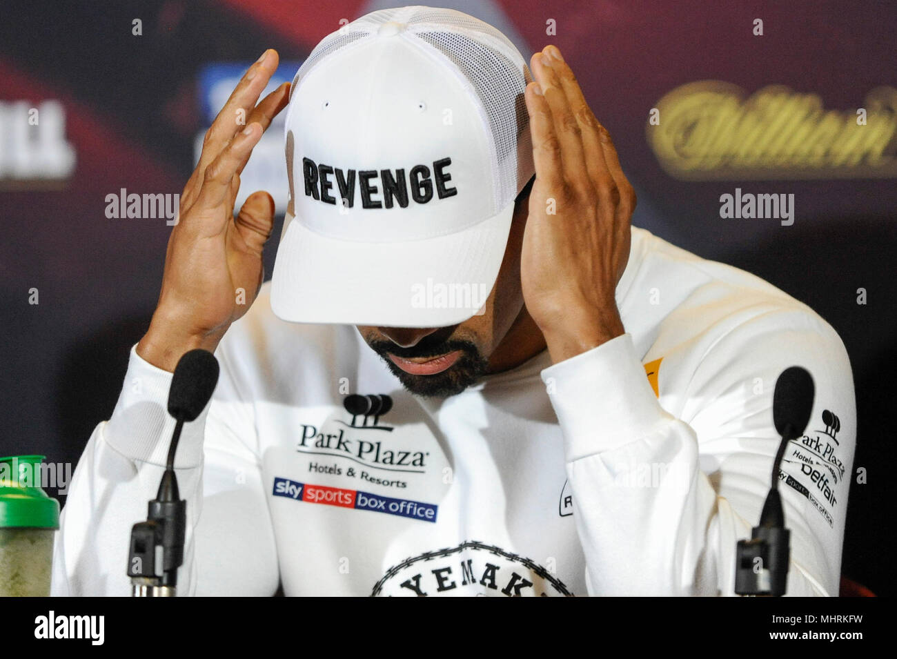 London, UK.  3 May 2018. David Haye at a press conference for the Tony Bellew v David Haye heavyweight rematch at the Park Plaza hotel in Westminster.  The fight takes place at The O2, London on 5 May 2018.  Credit: Stephen Chung / Alamy Live News Stock Photo