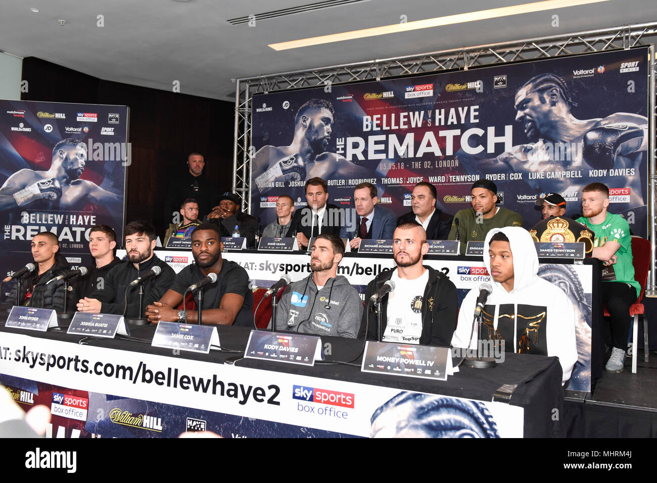 London, UK.  3 May 2018. Press conference at the Park Plaza hotel in Westminster for the undercard of the Tony Bellew v David Haye heavyweight rematch.  The fight takes place at The O2, London on 5 May 2018.  Credit: Stephen Chung / Alamy Live News Stock Photo