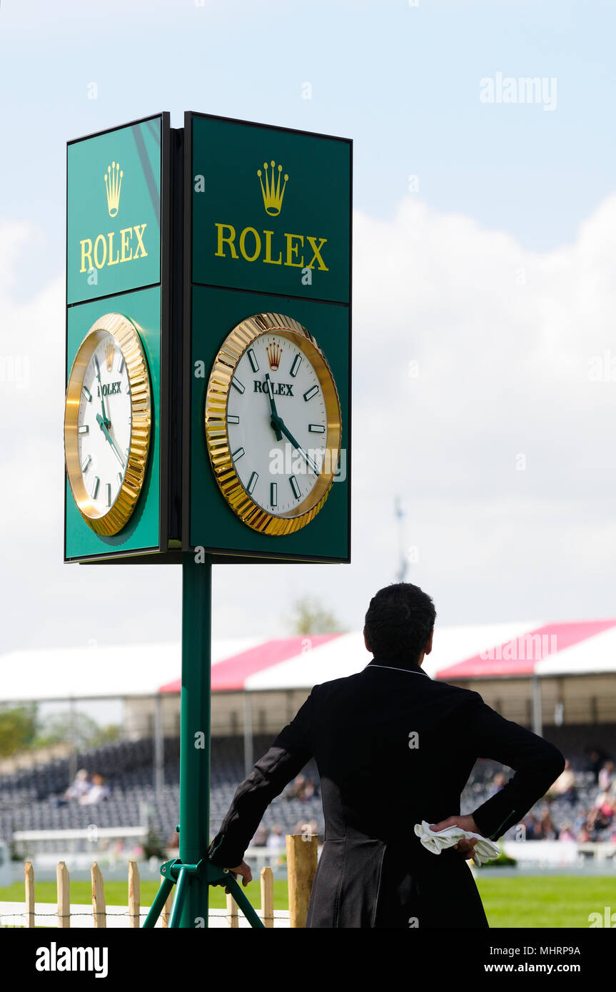 Gloucestershire, UK. 3rd May 2018. Sir Mark Todd watching the Dressage Phase of the 2018 Mitsubishi Motors Badminton Horse Trials, Badminton, United Kingdom. Jonathan Clarke/Alamy Live News Stock Photo