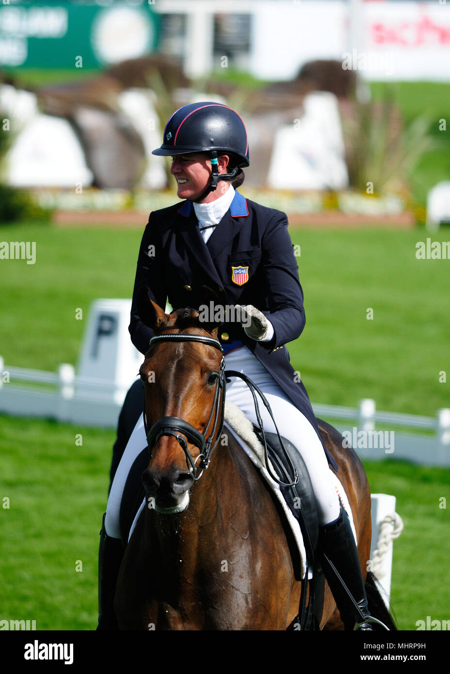 Gloucestershire, UK. 3rd May 2018. Lauren Kieffer riding Veronica during the Dressage Phase of the 2018 Mitsubishi Motors Badminton Horse Trials, Badminton, United Kingdom. Jonathan Clarke/Alamy Live News Stock Photo