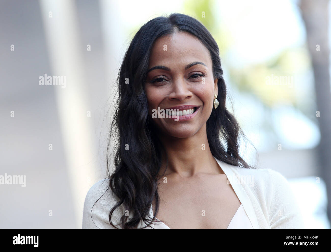 Hollywood, Ca. 3rd May, 2018. Zoe Saldana at the ceremony honoring actress Zoe Saldana with a star on Hollywood Walk Of Fame in Hollywood, California on May 3, 2018. Credit: Faye Sadou/Media Punch/Alamy Live News Stock Photo