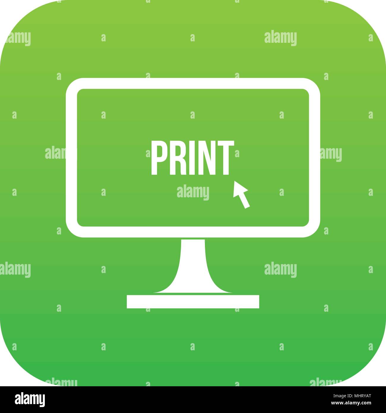 Print word on a computer monitor icon digital green Stock Vector Image ...