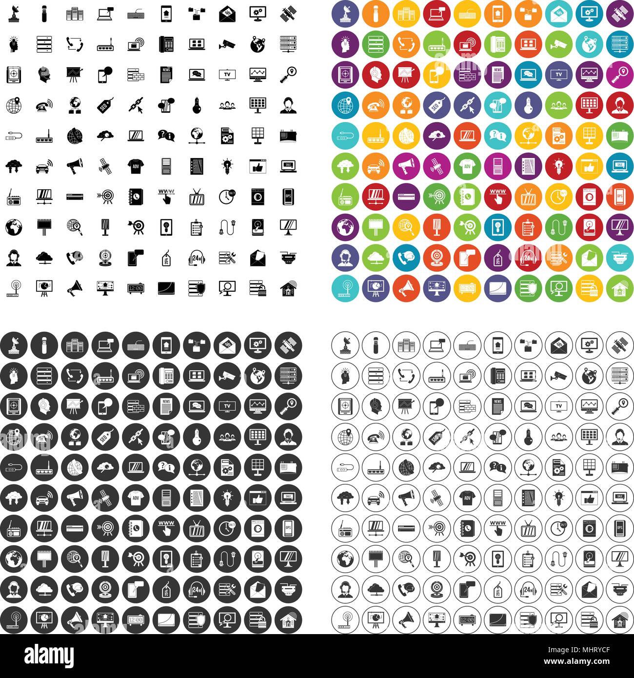 100 telecommunication icons set vector variant Stock Vector Image & Art ...