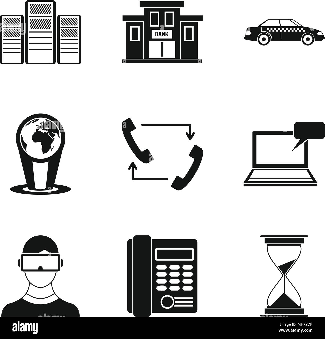 Planned schedule icons set, simple style Stock Vector