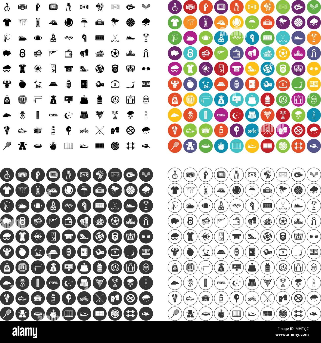 100 tennis icons set vector variant Stock Vector Image & Art - Alamy
