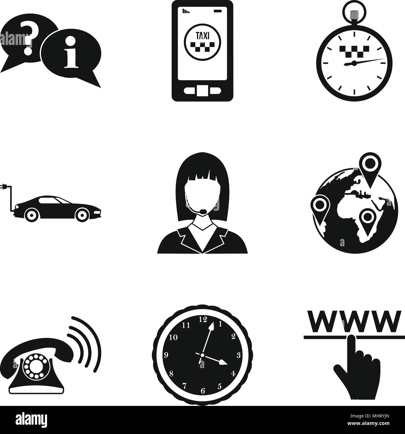 Business hours icons set, simple style Stock Vector