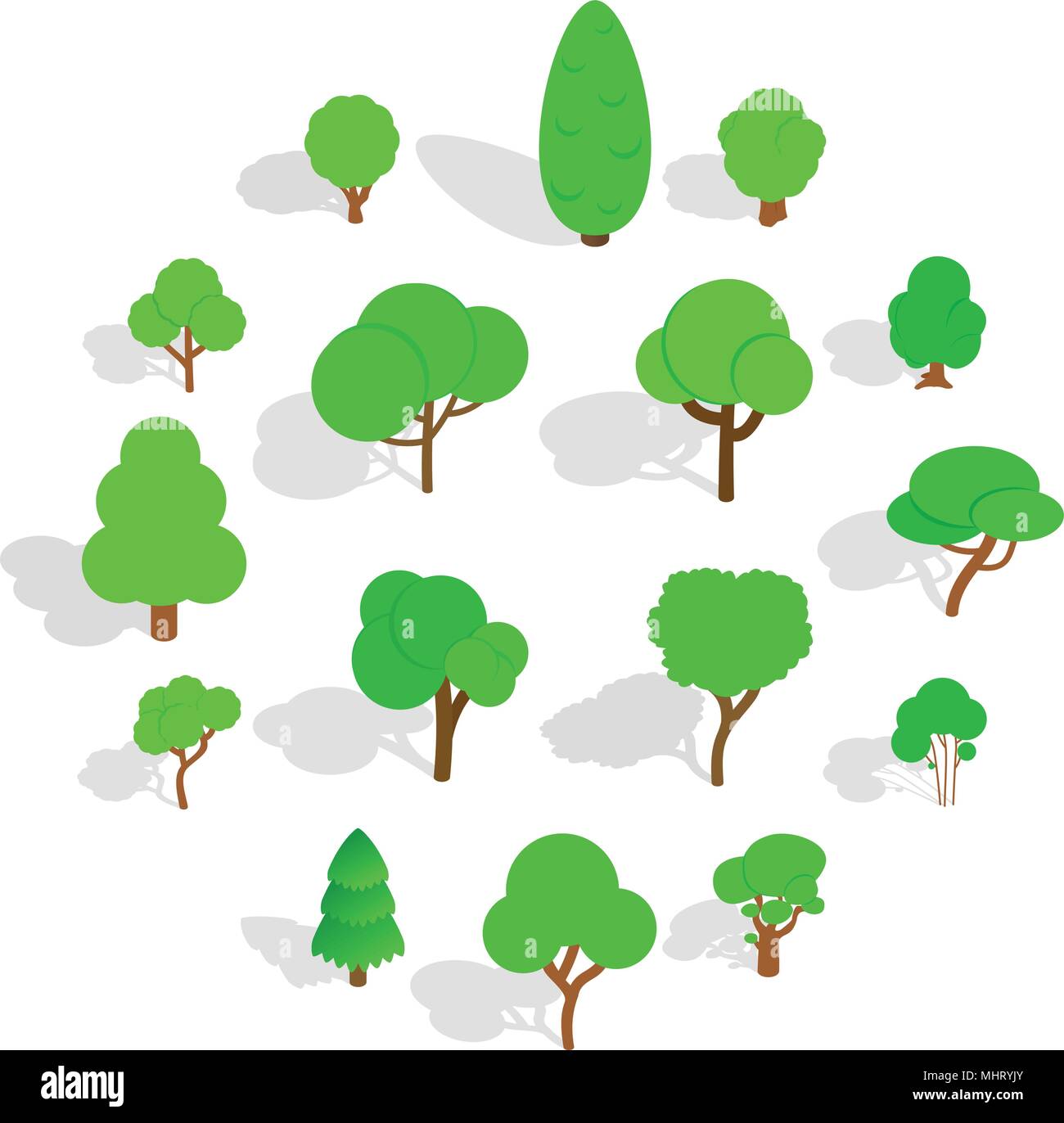 Tree icons set, isometric 3d style Stock Vector Image & Art - Alamy