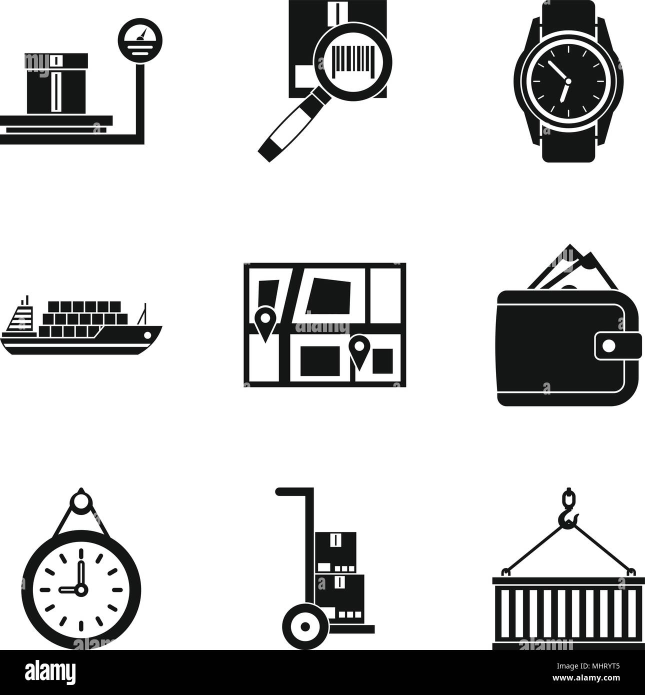 Calendar plan icons set, simple style Stock Vector