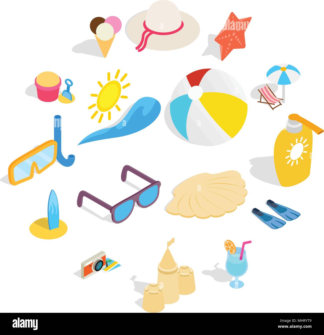 Beach icons set, isometric 3d style Stock Vector Image & Art - Alamy