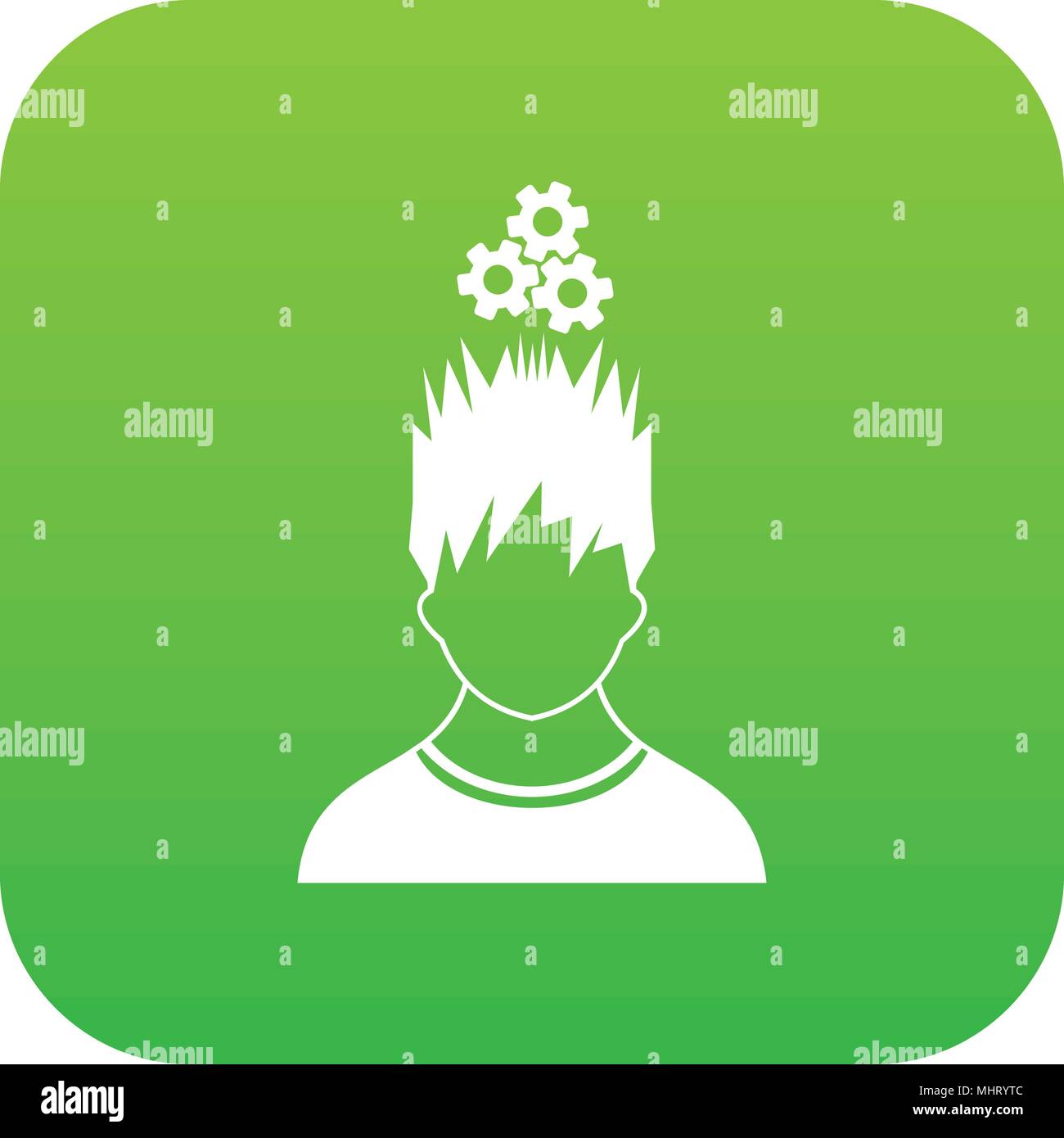 Man with metal gears over head icon digital green Stock Vector Image ...