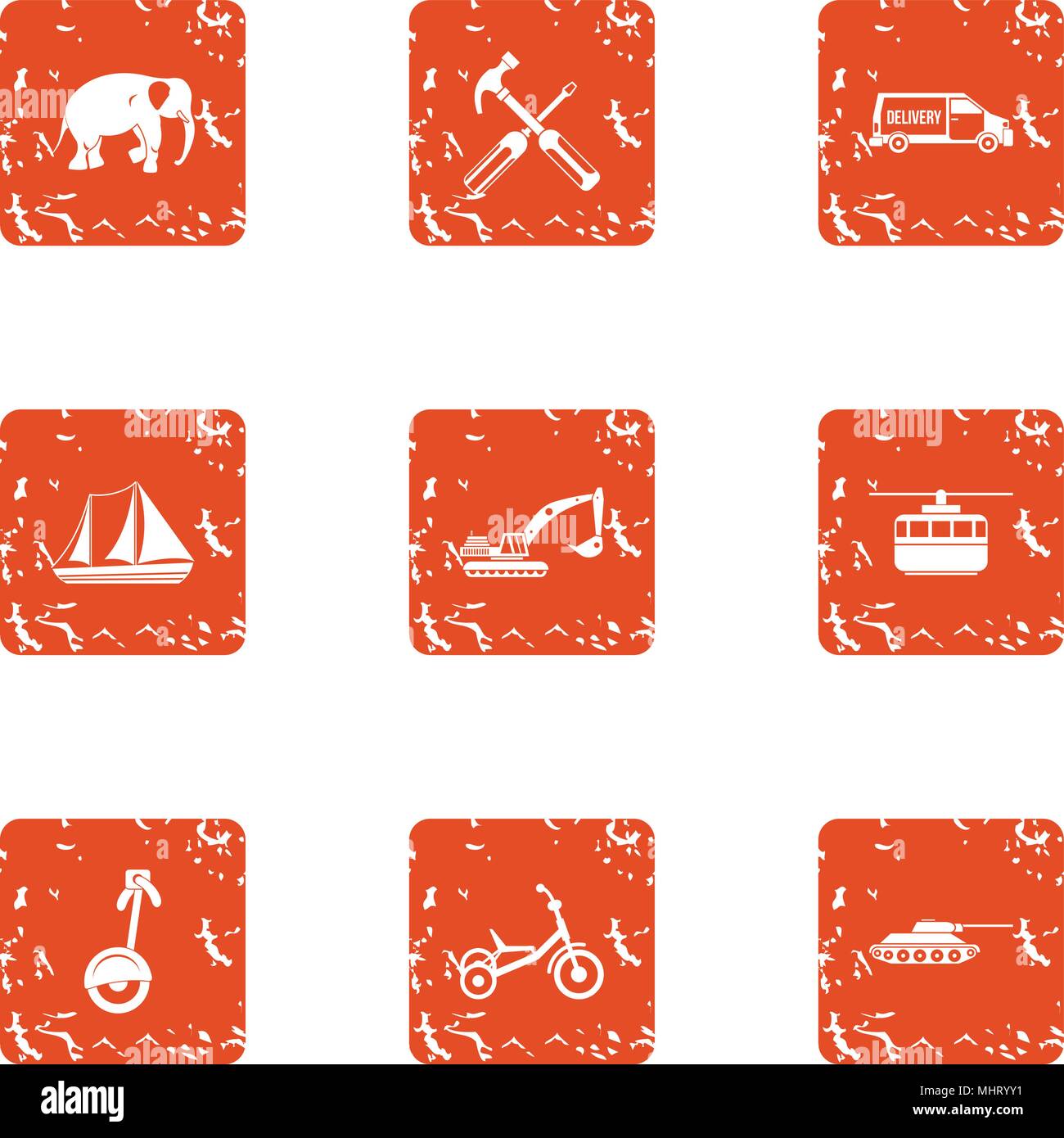 Mean of transportation icons set grunge style stock vector image art