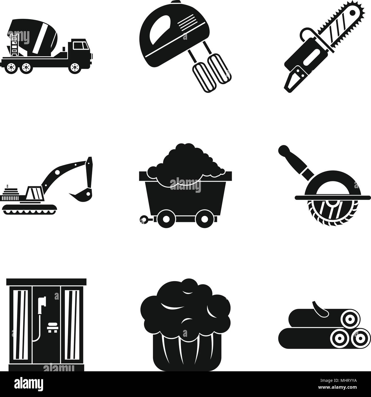 Development of profession icons set, simple style Stock Vector
