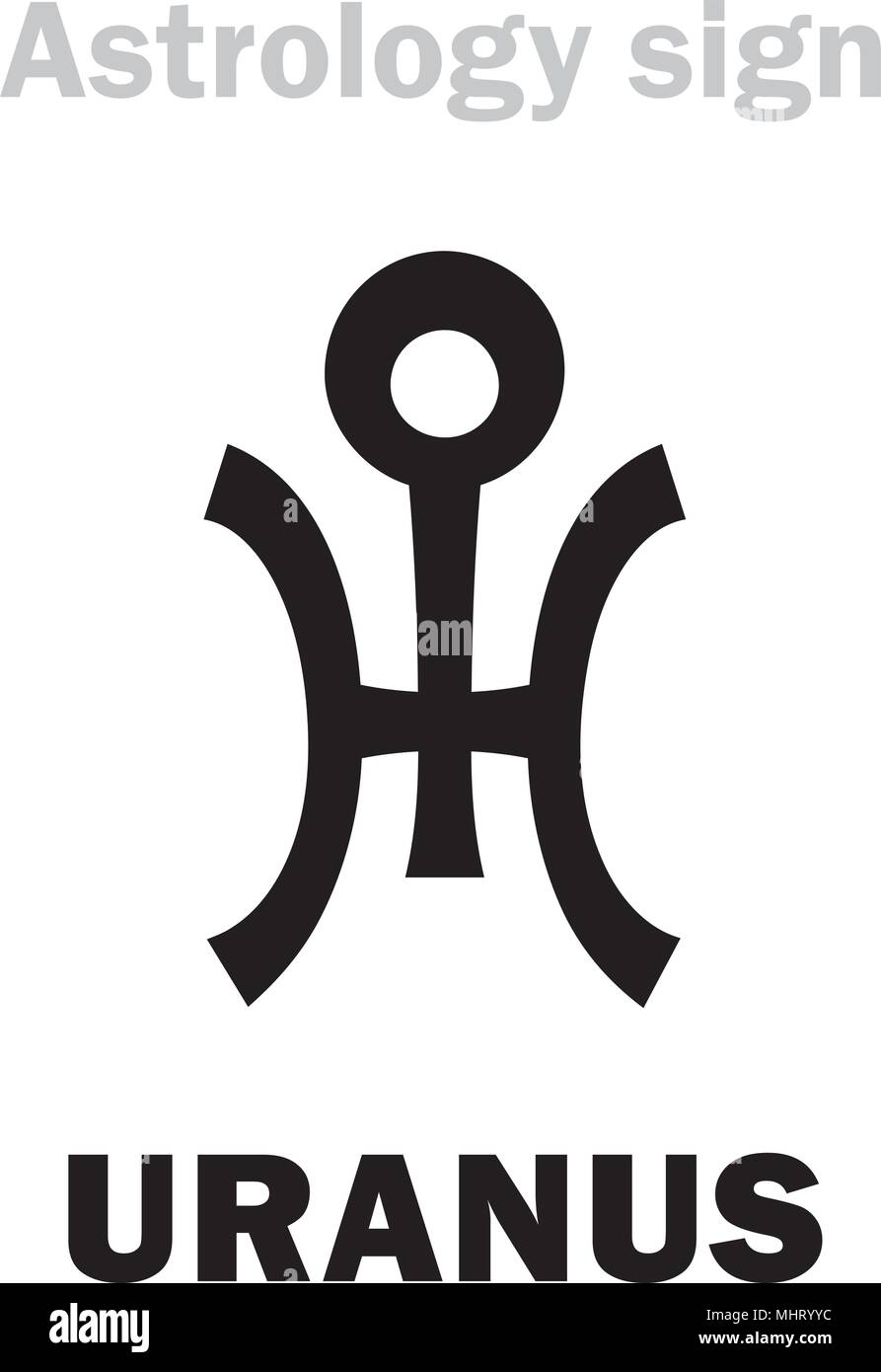 Astrology Alphabet: URANUS, higher global planet (Trans-Saturn). Hieroglyphics character sign (modern symbol). Stock Vector
