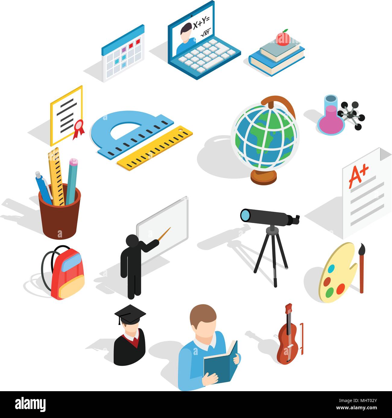 Education icons set, isometric 3d style Stock Vector Image & Art - Alamy