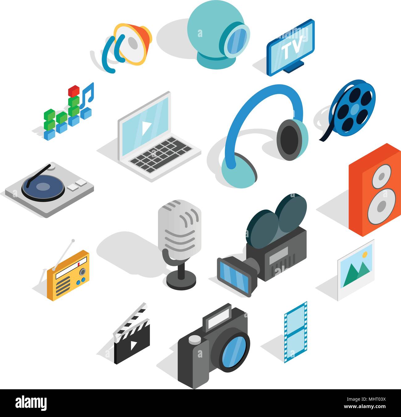 Media icons set, isometric 3d style Stock Vector Image & Art - Alamy