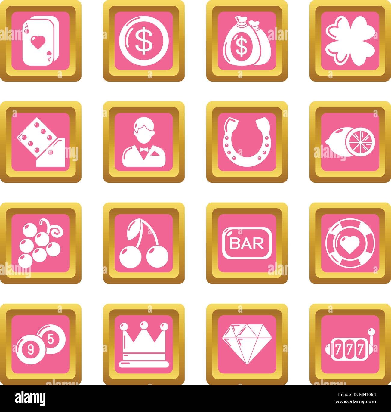 Casino icons set pink square vector Stock Vector Image & Art - Alamy