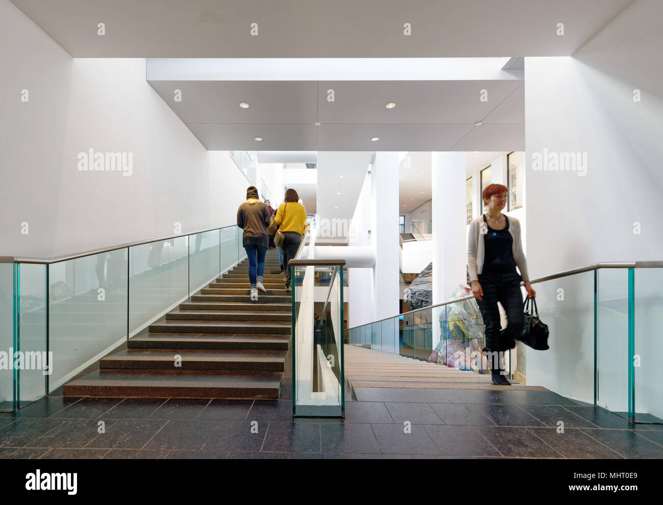 Modern architecture stairs inside Montreal Fine Art Museum Stock Photo