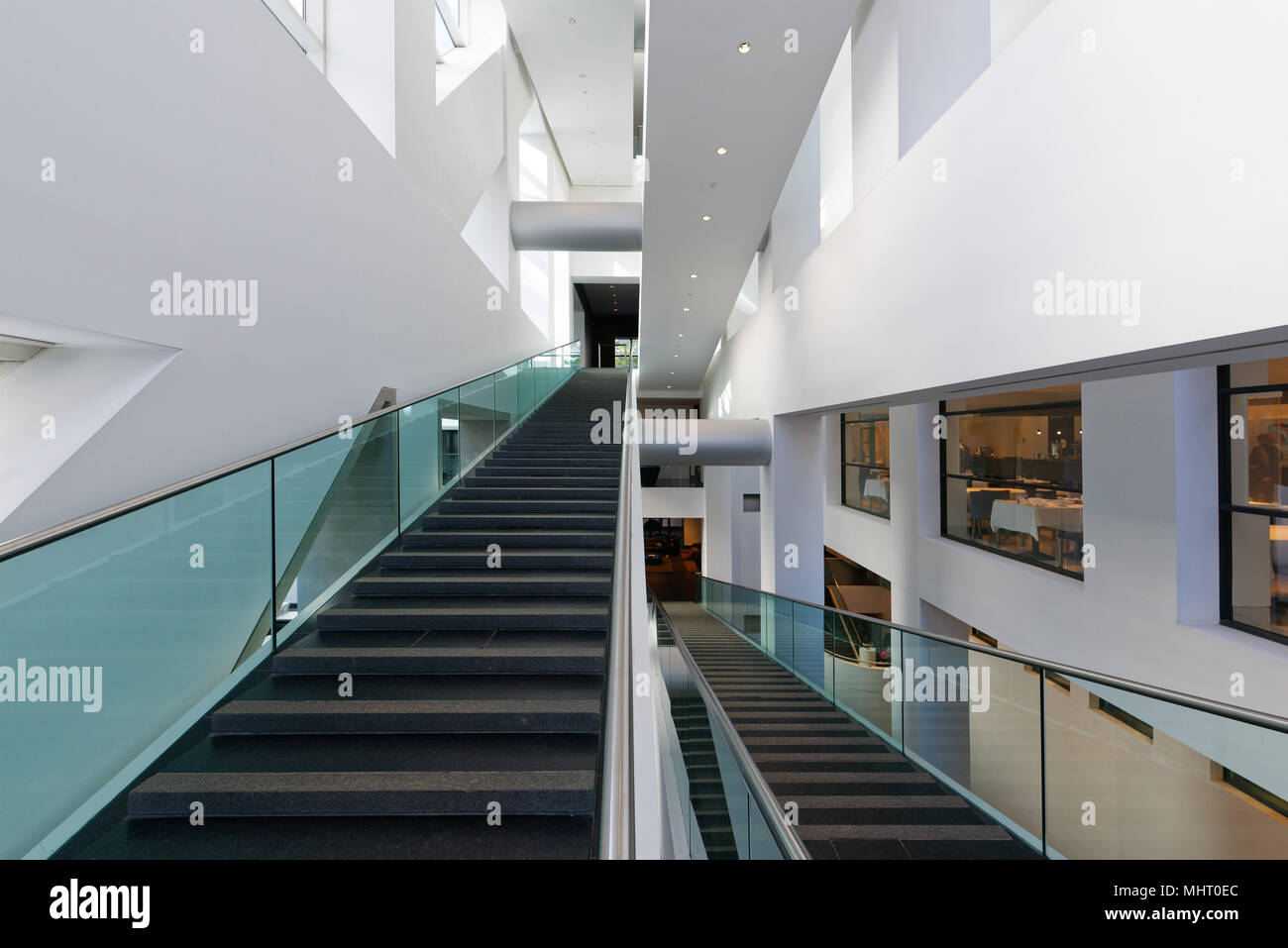 Modern architecture stairs inside Montreal Fine Art Museum Stock Photo