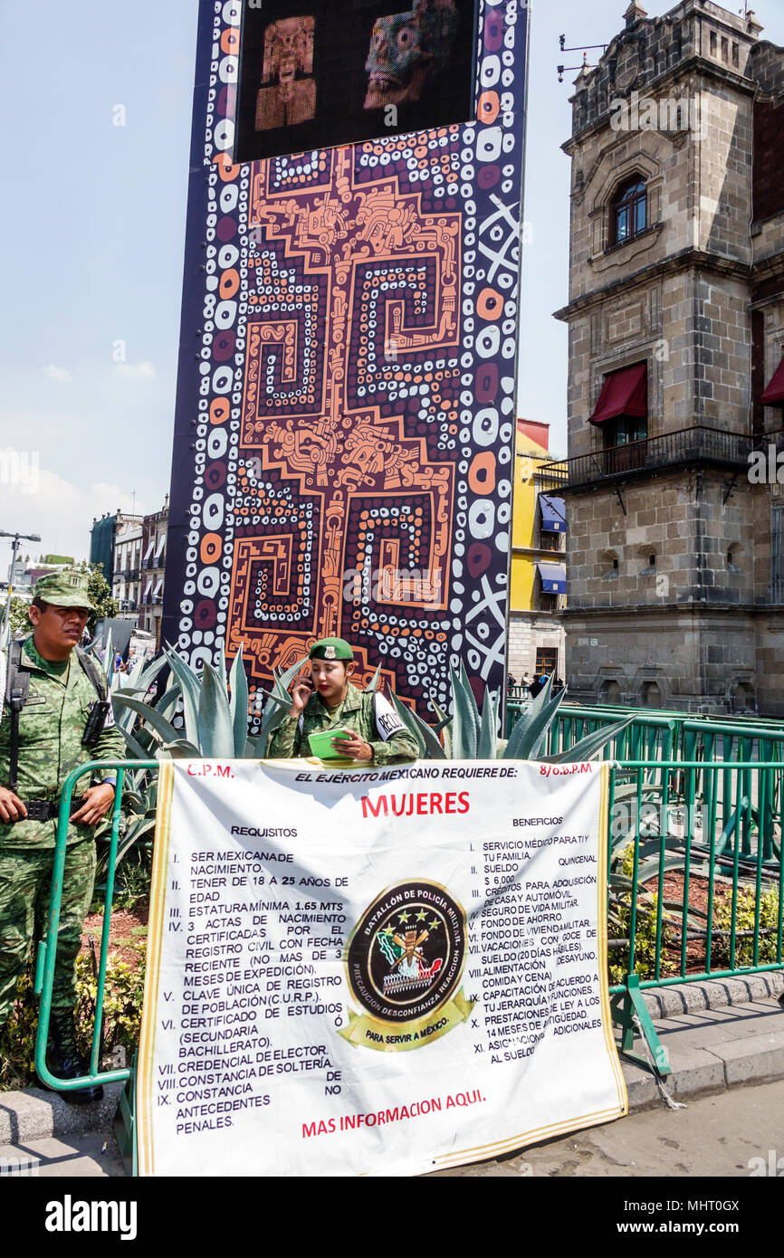 Mexico City,Mexican,Hispanic,Centro historico,historic Center Centre,Plaza de la Constitucion Constitution Zocalo,National Presidential Palace Palacio Stock Photo