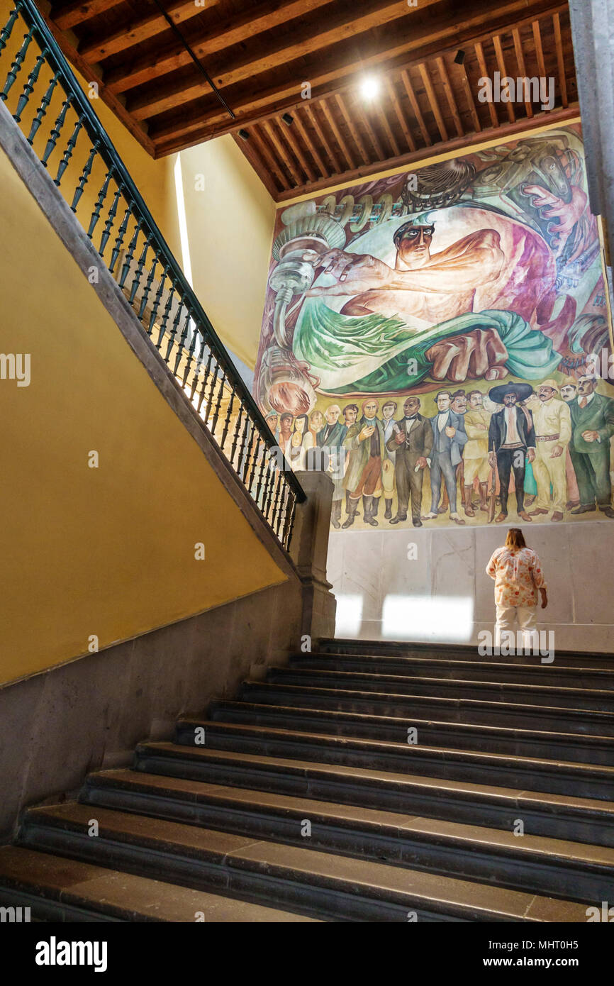 Mexico City,Mexican,Hispanic,Centro historico,historic Center Centre,Museo de Arte de la Secretaria de Hacienda y Credito Publico Art Museum,Antiguo P Stock Photo