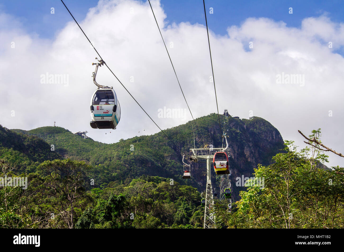 The Langkawi Cable car or SkyCab, is the major attractions in the island. It was officially opened in 2003 by former prime minister Tun . mahathir Stock Photo