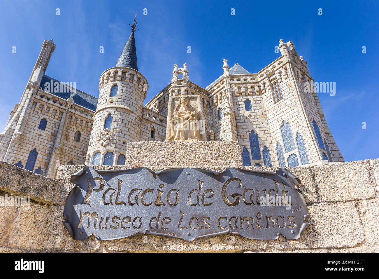 Spain, St. James Way: Bishop&x60;s Palace by Antonio Gaudí Stock Photo. 
