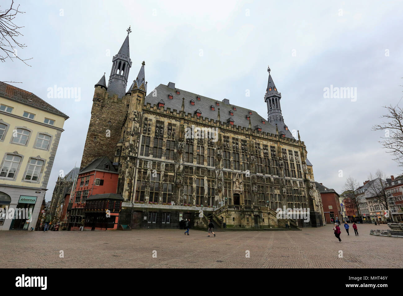 Old Town Hall or Rathaus at Aachen, North Rhine Westphalia, Germany Stock Photo
