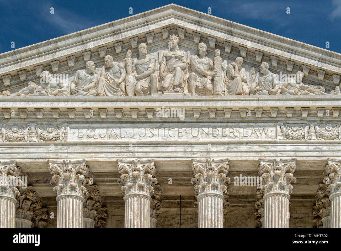 Washington DC Supreme Court facade equal justice under the law on sunny ...