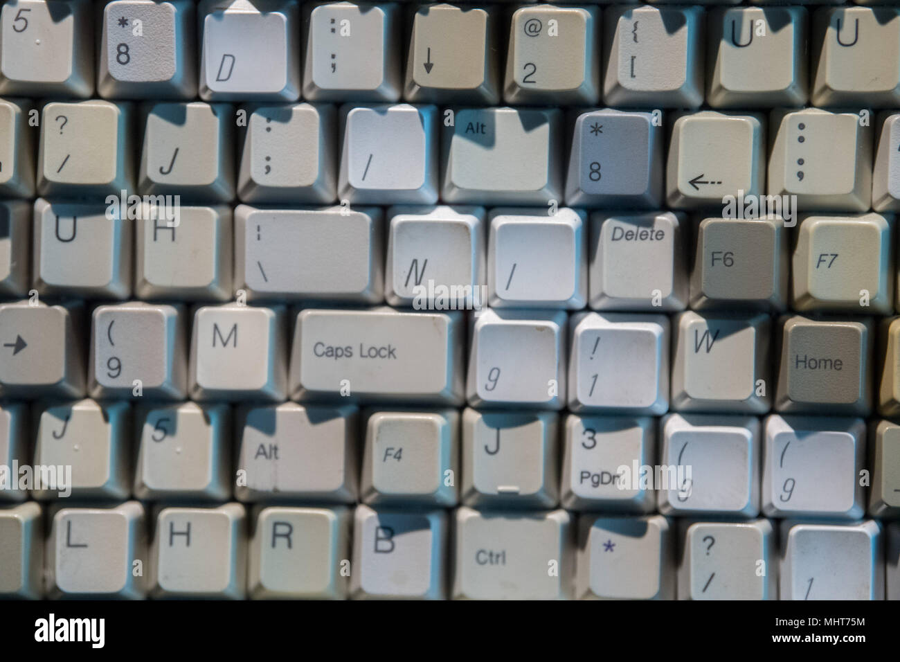 old computer keyboard buttons in wrong order close up Stock Photo - Alamy