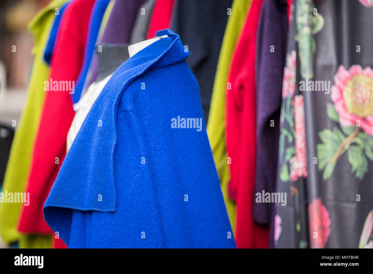 Detail of Vintage clothes for sale inside a shop Stock Photo Alamy