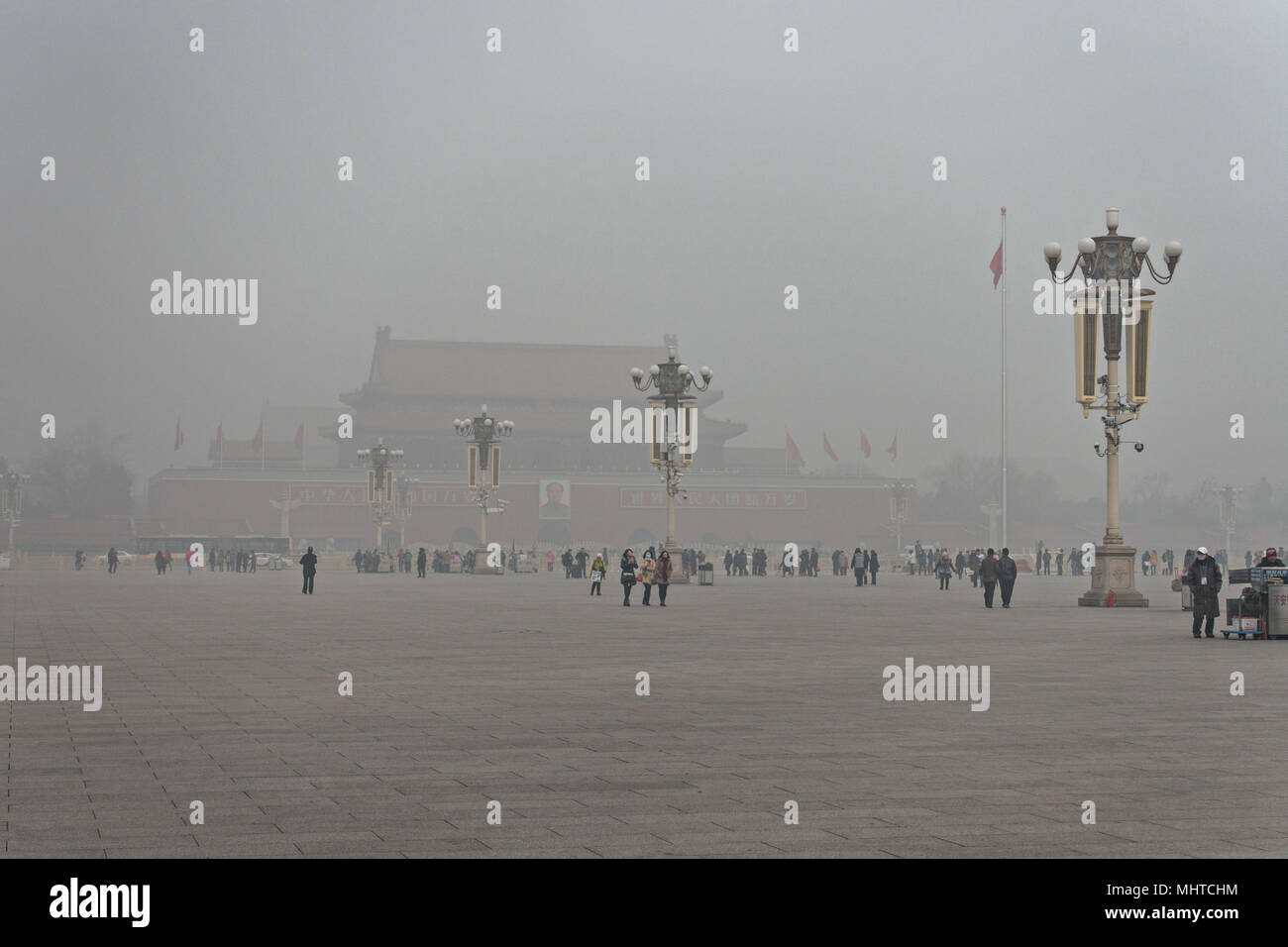Tiananmen Square is enveloped in haze Stock Photo