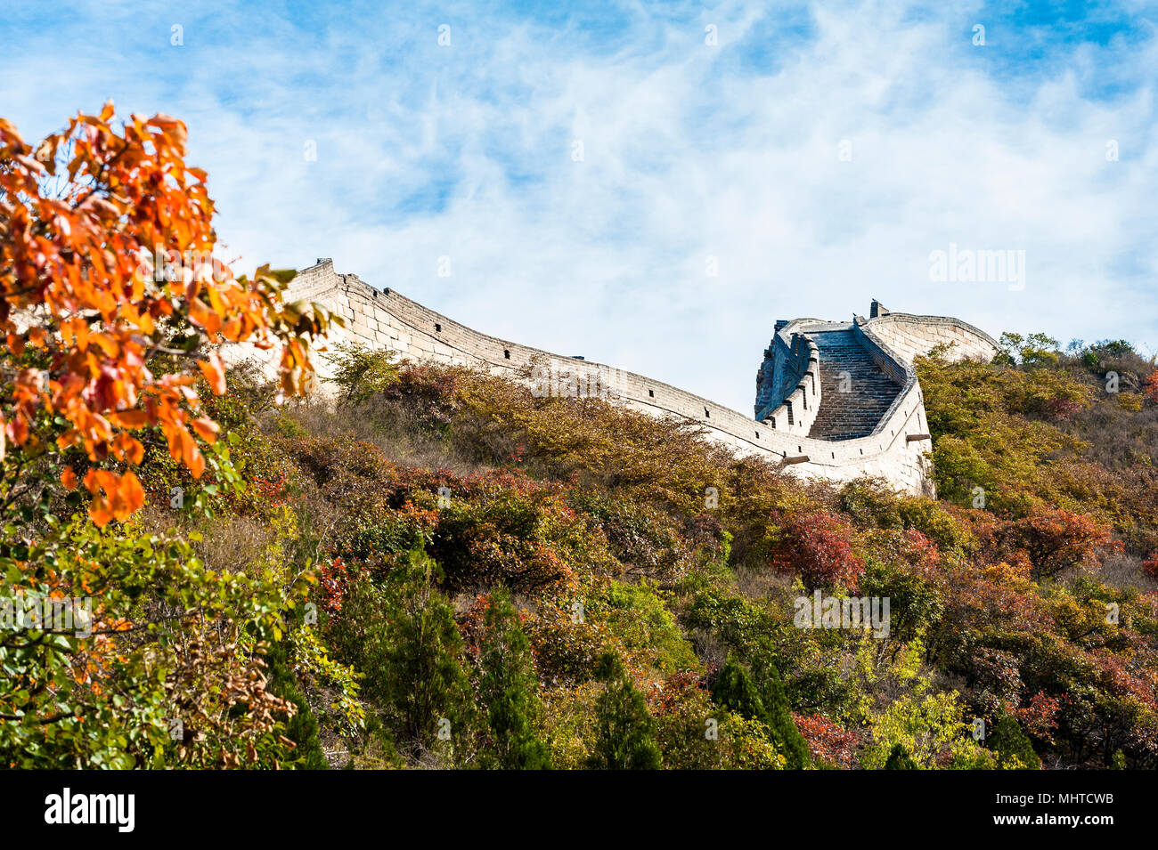 Great Wall in colorful autumn Stock Photo