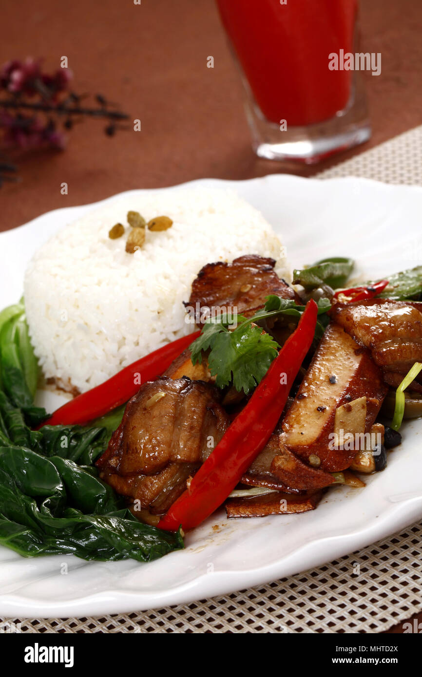 BBQ Duck over rice Stock Photo - Alamy