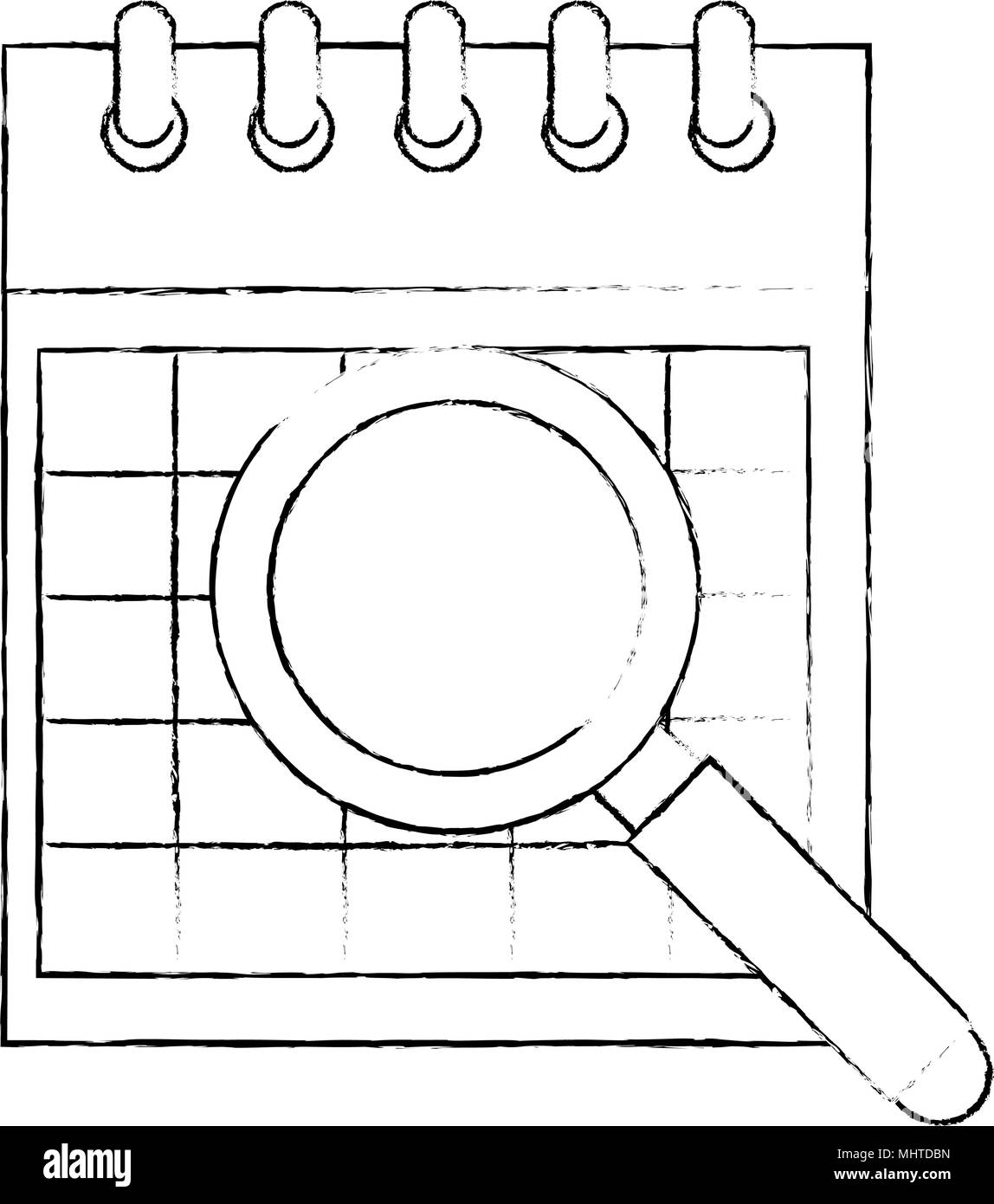 calendar reminder with magnifying glass vector illustration design